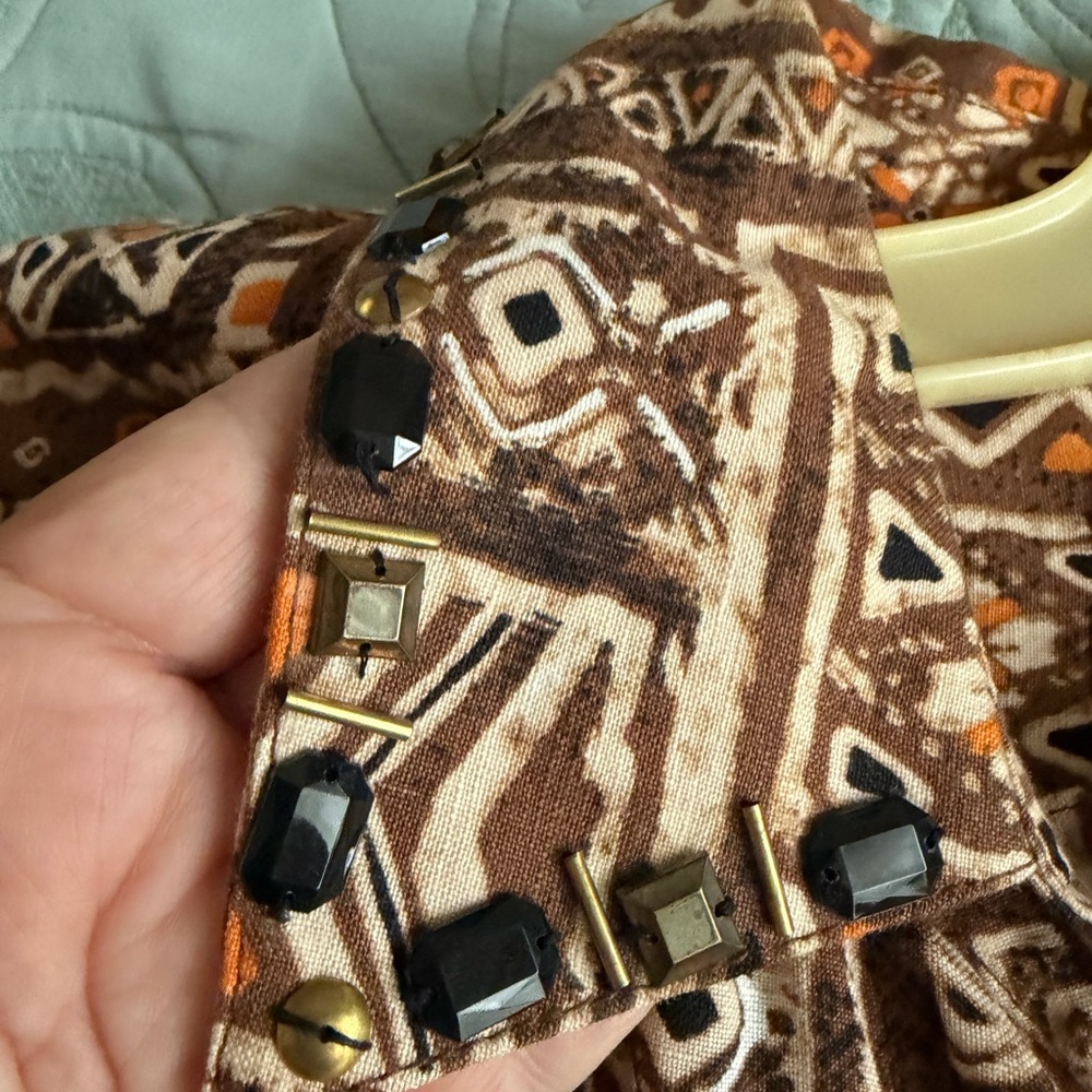 Ruby Rd. Brown and Tan Geometric Jacket - Picture 3 of 12
